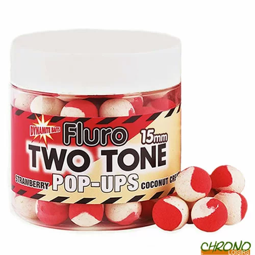 Pop Ups Fluro Dynamite Baits Two Tones Strawberry & Coconut 15mm