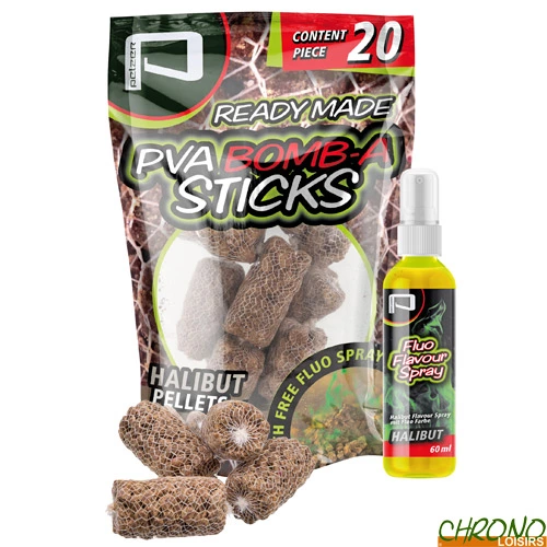 Stick PVA Pelzer Bomb-A Halibut + Booster Fluo (les 20)